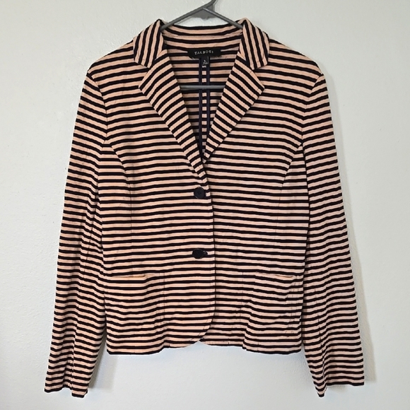 Talbots Jackets & Blazers - Talbots Navy Striped Knit Blazer Size Large